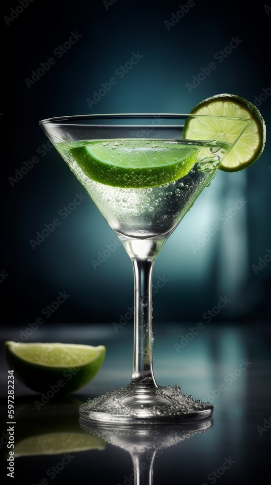 Gimlet with Lime Wedge. Generative AI. Gimlet with Lime Wedge. Generative AI.