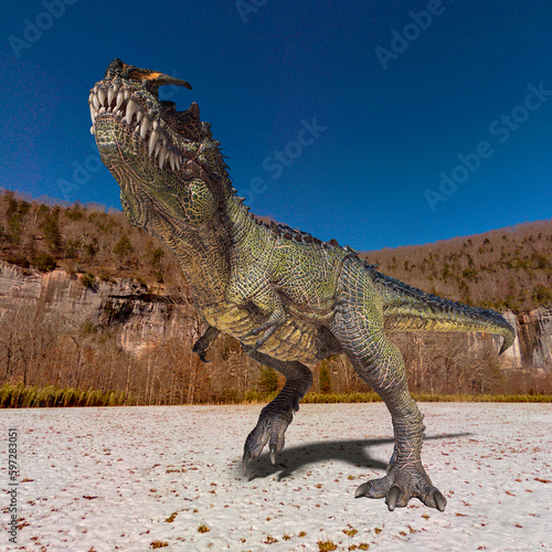 monster dinosaur is passing by on the ice age © DM7