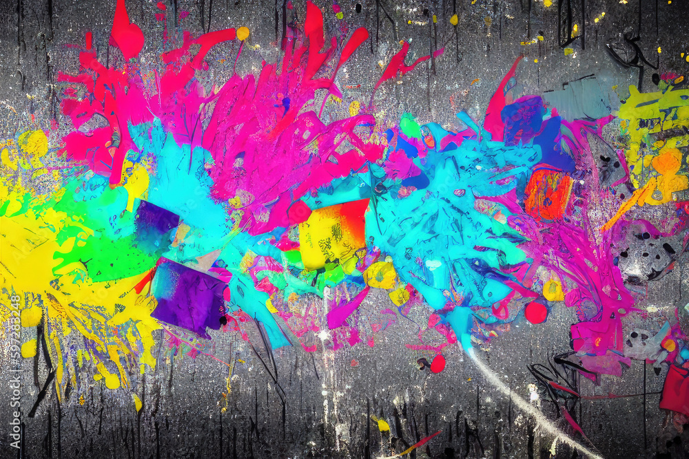 Colorful abstract, textured, paint splatter, street art urban graffiti desktop wallpaper background