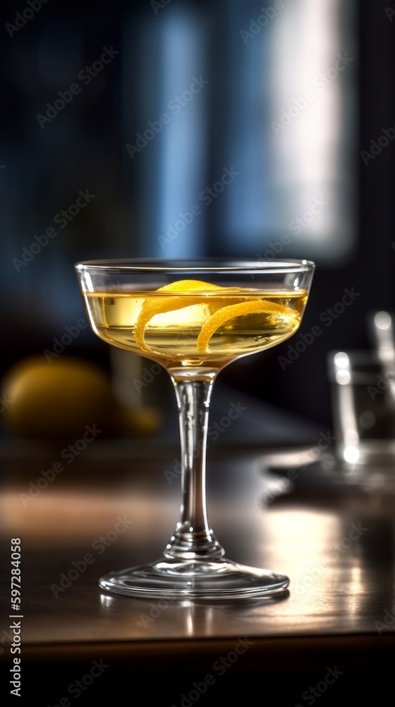 Sidecar with Lemon Twist. Generative AI.