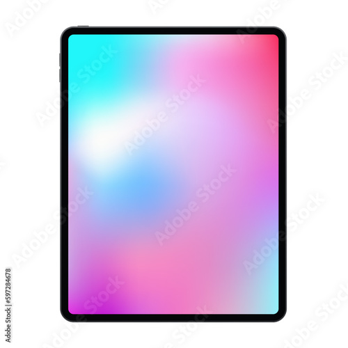New version of realistic frameless premium tablet mock up in trendy thin frame design