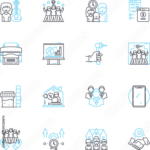 writing instruments linear icons set. Pen, Pencil, Marker, Highlighter, Ballpoint, Gel, Rollerball line vector and concept signs. Fountain,Mechanical,Calligraphy outline illustrations Generative AI