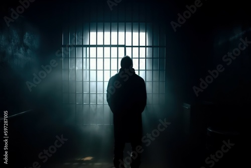 Canvas Print Hacker in prison cell