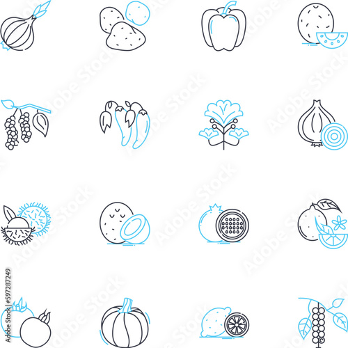 Provision store linear icons set. Convenience, Necessities, Groceries, Provisions, Snacks, Beverages, Household line vector and concept signs. Hygiene,Canned,Frozen outline illustrations Generative AI