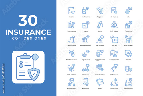 insurance icons collection. security icons, insurance, health insurance, icons set.