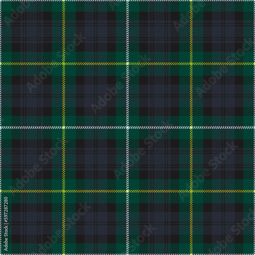 Campbell of Argyll modern tartan plaid. Scottish pattern fabric swatch close-up. 