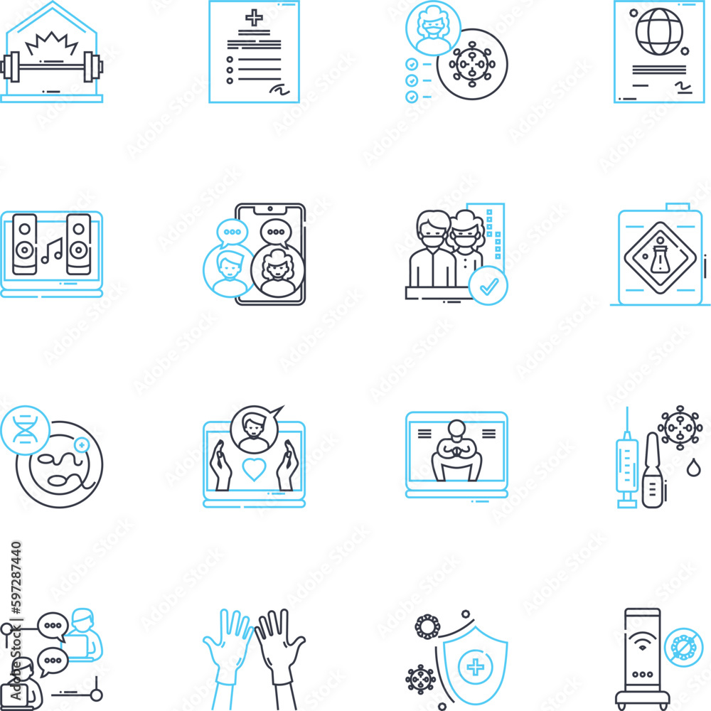 Prokaryotes linear icons set. Bacteria, Archaea, Microorganisms, Unicellular, Pathogens, Antibiotics, Evolution line vector and concept signs. Plasmids,Pili,Biofilms outline Generative AI