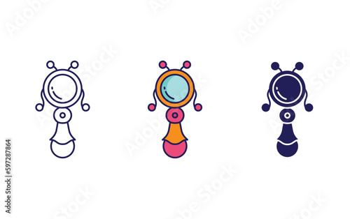 spinning rattle toy vector icon