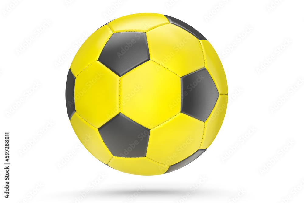 Yellow soccer or football ball isolated on white background