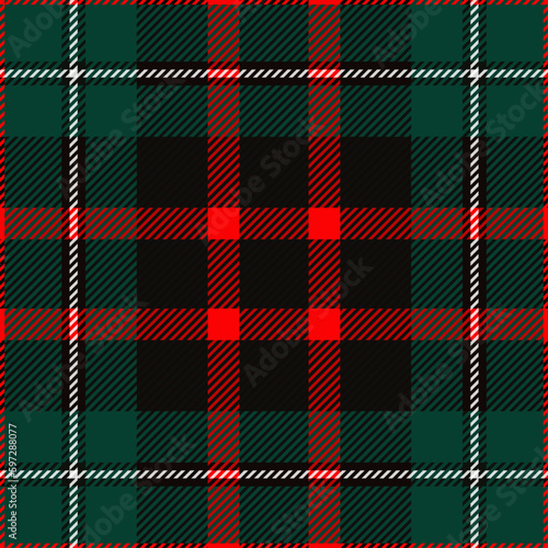 MacDiarmid modern tartan plaid. Scottish pattern fabric swatch close-up.