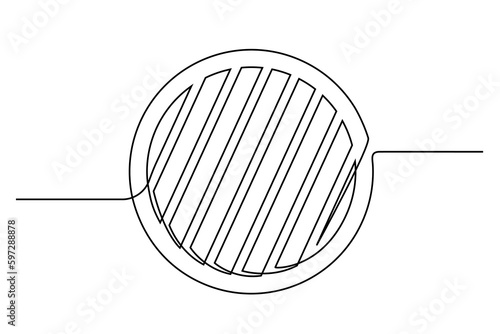 Continuous line drawing bbq grill isolated on white background. BBQ concept. Vector illustration