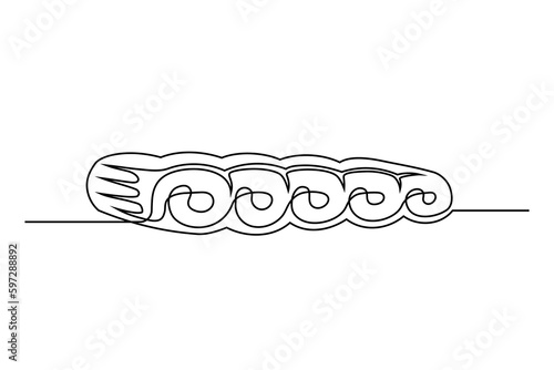 Continuous line drawing bbq ribs isolated on white background. BBQ concept. Vector illustration