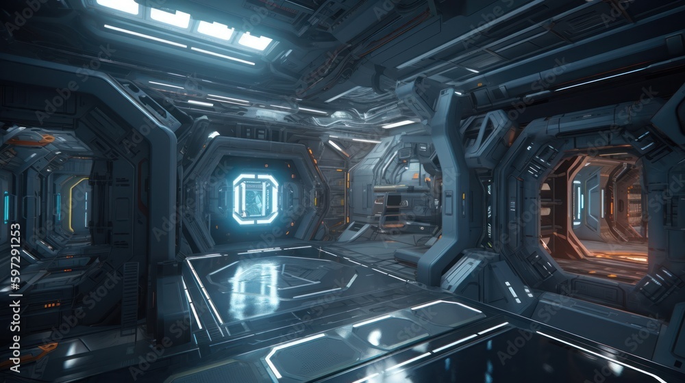 Create a sci-fi space station with sleek technology and high-tech weaponry Create a sci-fi space station with sleek technology and high-tech weaponry