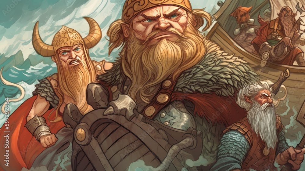 World inspired by Norse mythology, with fierce Vikings, epic battles, and divine creatures World inspired by Norse mythology, with fierce Vikings, epic battles, and divine creatures