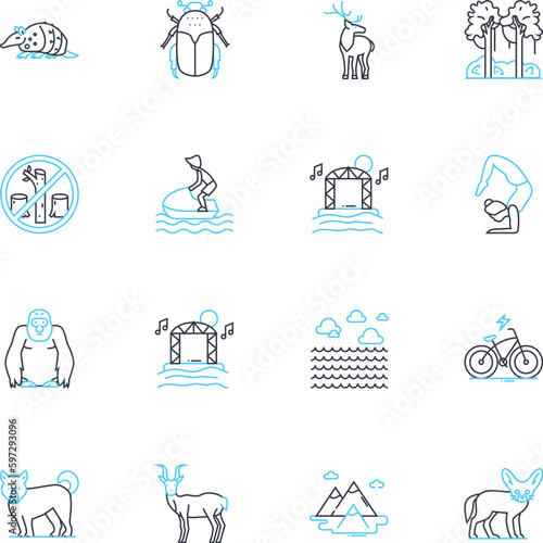 Endless possibilities linear icons set. Boundless, Infinite, Limitless, Abundance, Unlimited, Opportunity, Plentiful line vector and concept signs. Openness,Unrestricted,Possibility outline