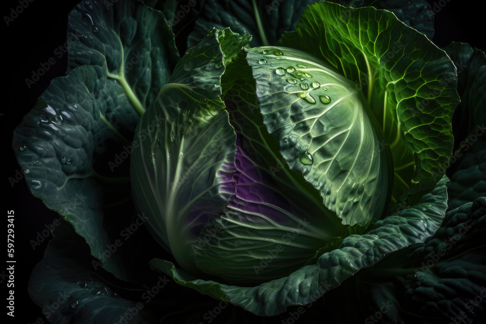 Fototapeta premium Harvest of the cabbage. Generative AI