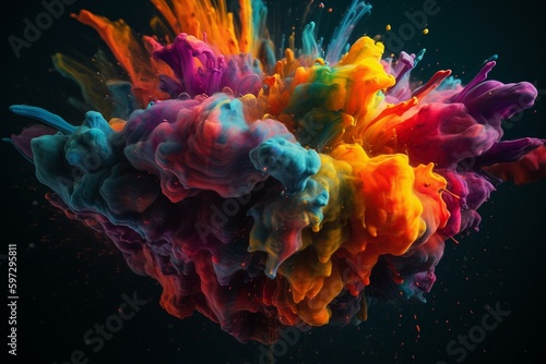 Colorful paint backdrop made using tech. Generative AI