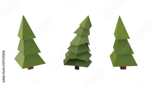 Tree. 3D tree low poly isometric vector illustration. The set of objects isolated against the white background