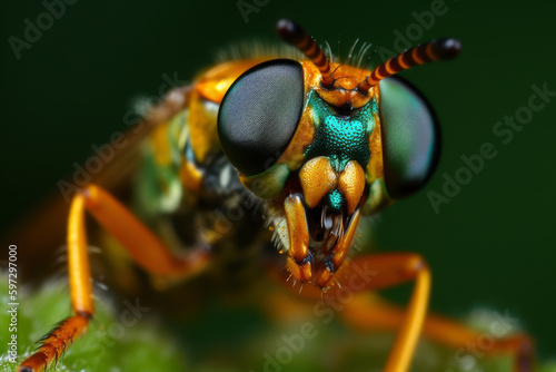 Extreme macro, very sharp and detailed insect closeup, AI Generated © staras