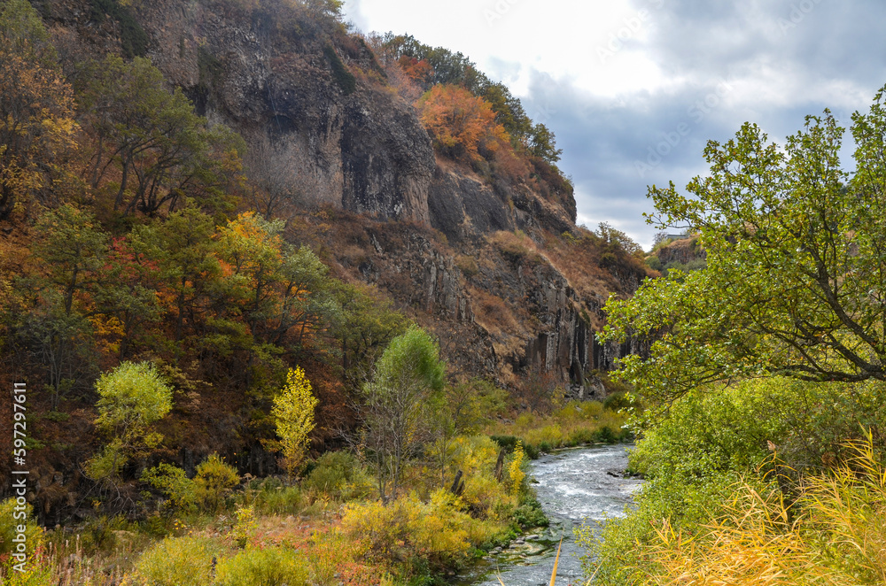 Autumn view on rocky gorge of Arpa river canyon near spa resort city Jermuk, Armenia
Autumn view on rocky gorge of Arpa river canyon near spa resort city Jermuk, Armenia