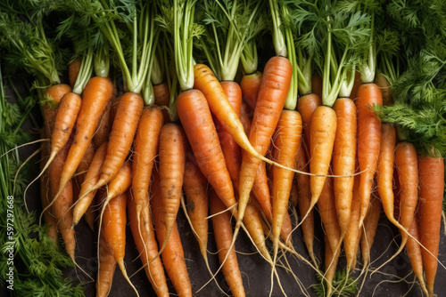 Carrots of great quality on white background, shot from bottom right.