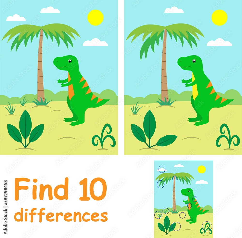 Educational game for kids. Find 10 differences. Illustration with ...