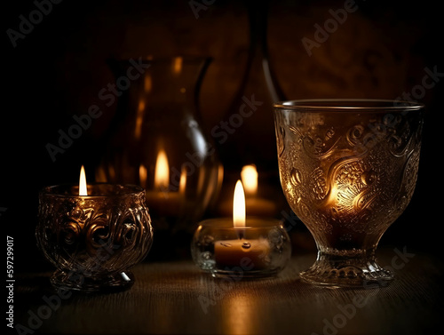 Candlelight, realistic photography background. AI generative