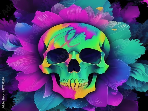 Abstract Ink Swirl Skull Flowers Collection
Generative AI
