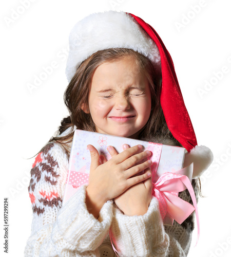 Pretty little girl in santa cap