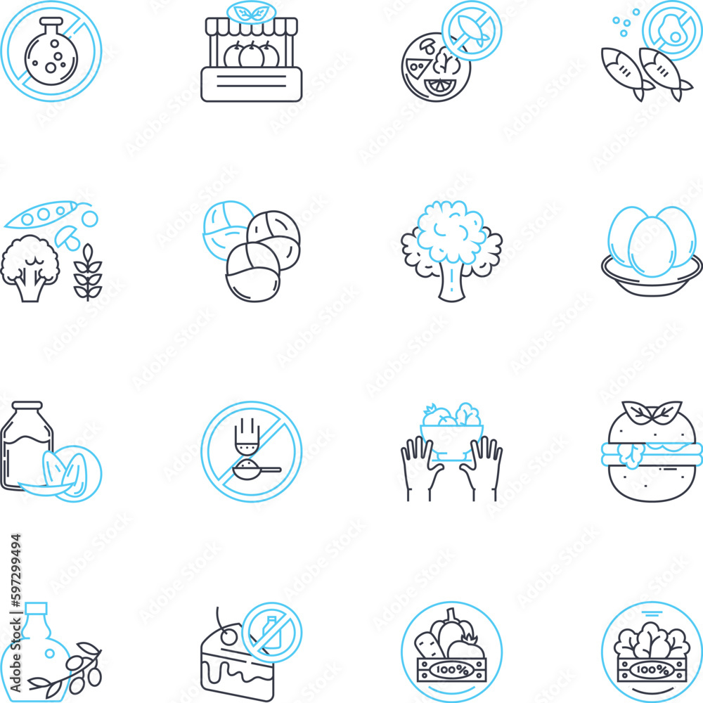 Vegan linear icons set. Plant-based, Compassion, Sustainability, Ethics, Health, Animal-friendly, Non-dairy line vector and concept signs. Meatless,Environment,Nutritious outline illustrations Vegan linear icons set. Plant-based, Compassion, Sustainability, Ethics, Health, Animal-friendly, Non-dairy line vector and concept signs. Meatless,Environment,Nutritious outline illustrations