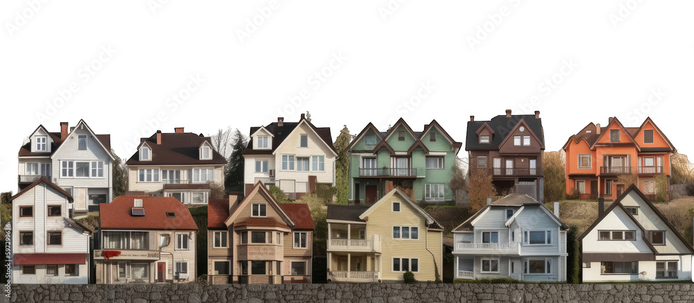 A Panoramic View of a Citys Residential District A Panoramic View of a Citys Residential District