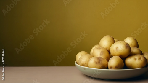 Boiled new potato. Illustration AI Generative.