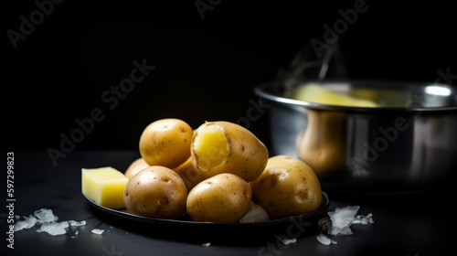 Boiled new potato. Illustration AI Generative.