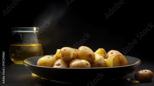 Boiled new potato. Illustration AI Generative.