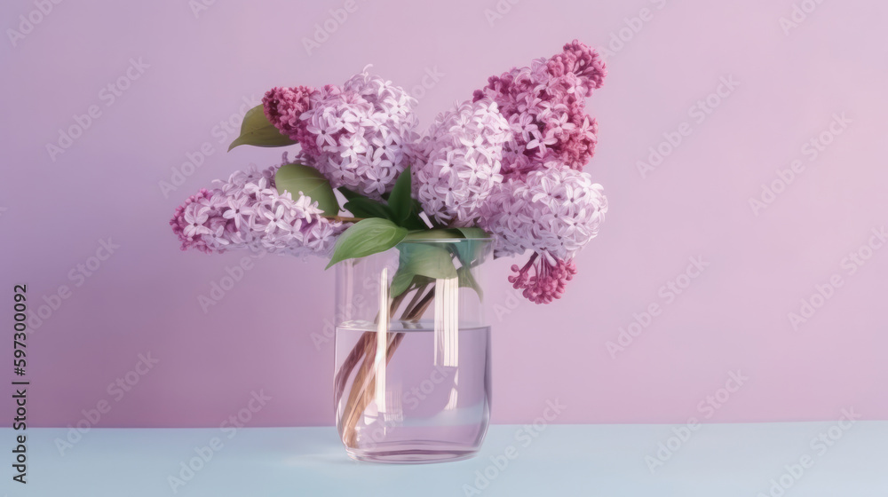 Obraz premium Lilac flower bouquet. Illustration AI Generative.