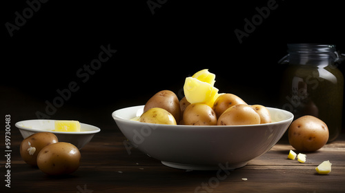 Boiled new potato. Illustration AI Generative.
