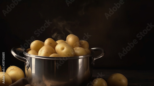 Boiled new potato. Illustration AI Generative.