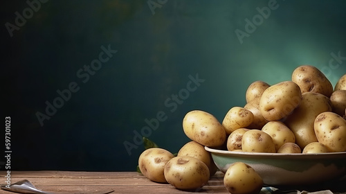 Boiled new potato. Illustration AI Generative.