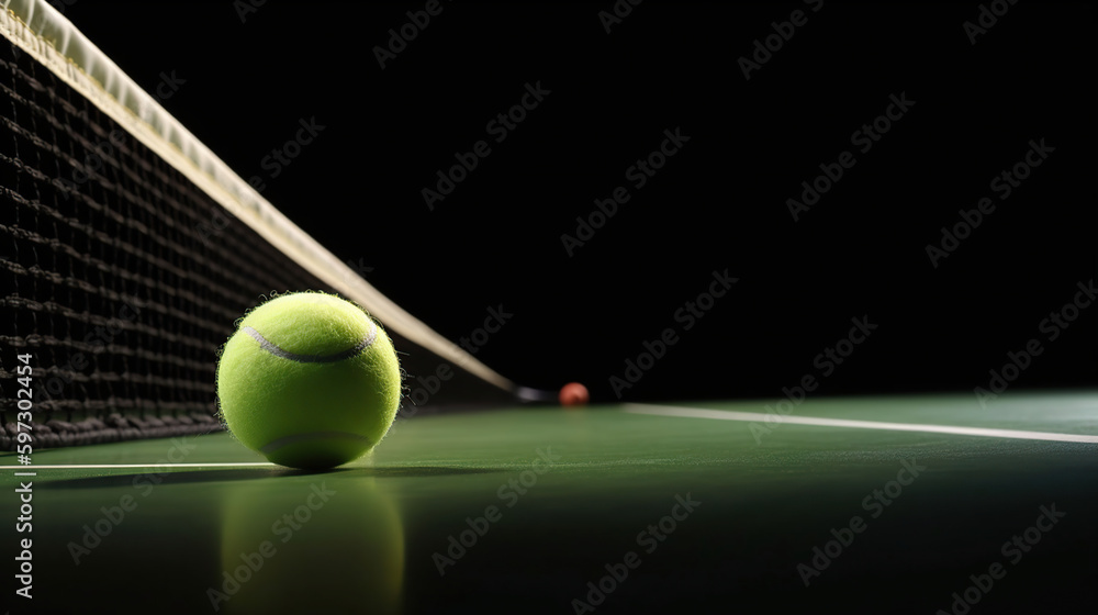 Tennis point. Tennis ball hitting the line for a point, generative ai