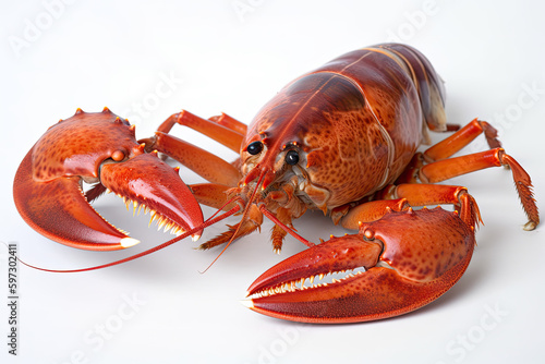 Quality Lobster on White Background Shot From Top Left Corner.