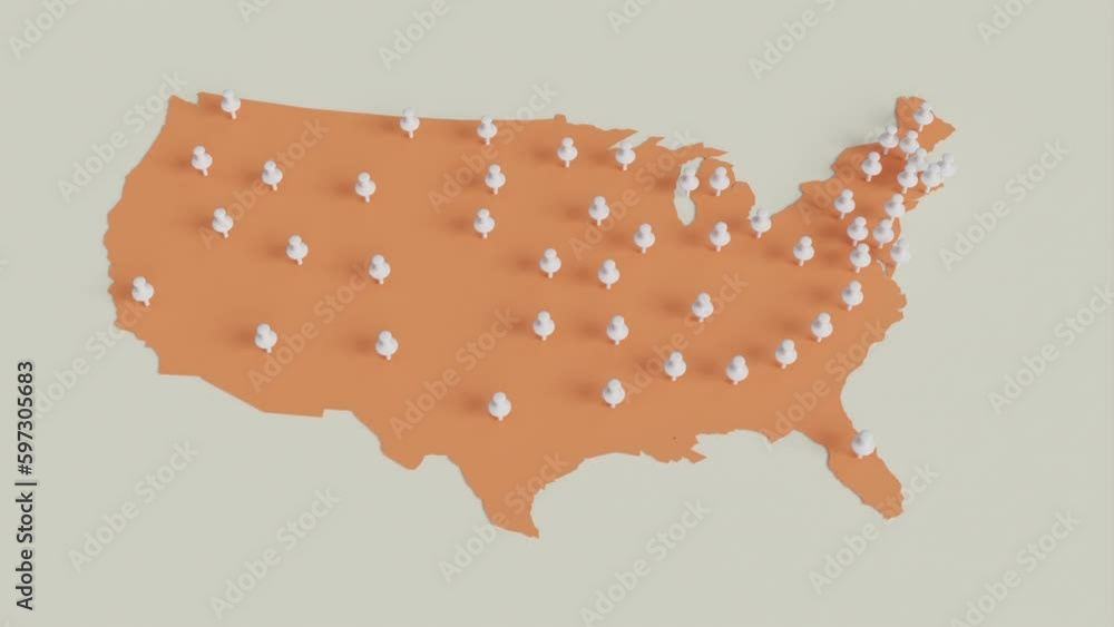 United states coverage map animated america usa motion graphic video