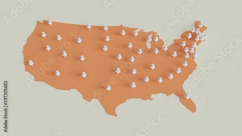 United states coverage map animated america usa motion graphic video