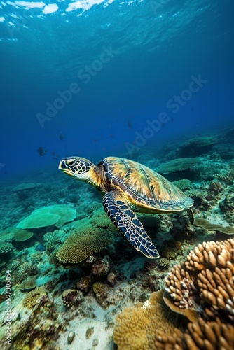 illustration, sea turtle, ai generative © Jorge Ferreiro