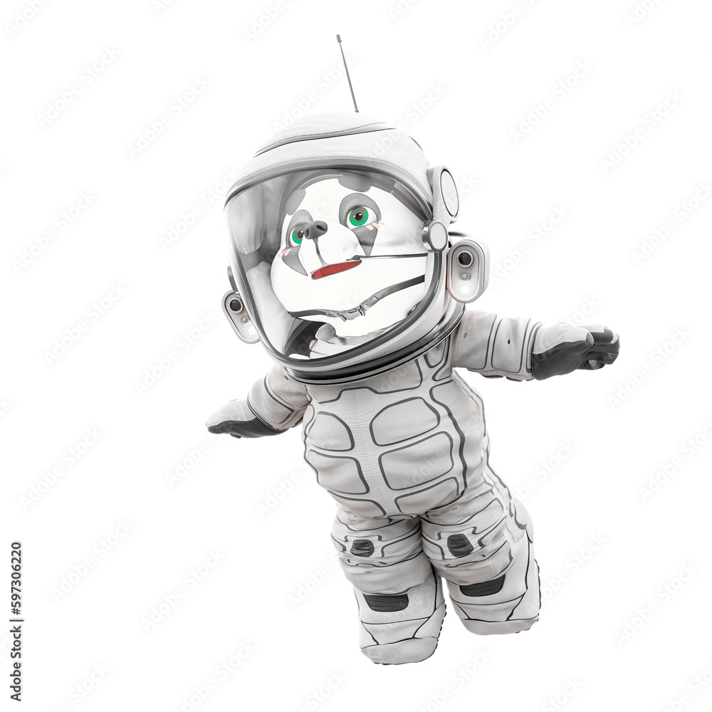 teddy bear astronaut cartoon is flying