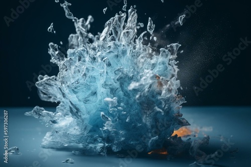 Explosion of icy blue. Generative AI