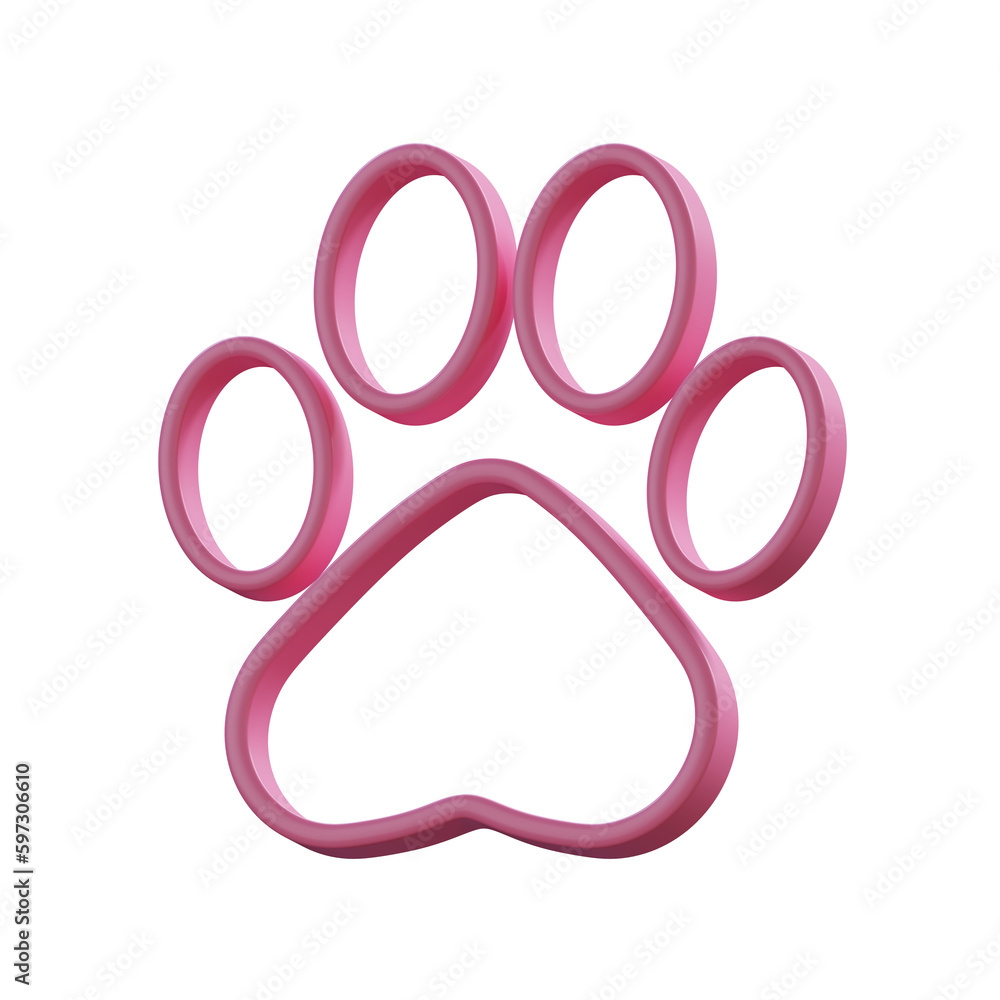 Pink Animal Pet Paw Foot Print Track Dog Puppy Cat Kitty Bear Wolf Icon Realistic Vector Element Design Grooming Veterinary Service Care Visual Concept Isolated Flat White Background 3D Illustration Pink Animal Pet Paw Foot Print Track Dog Puppy Cat Kitty Bear Wolf Icon Realistic Vector Element Design Grooming Veterinary Service Care Visual Concept Isolated Flat White Background 3D Illustration