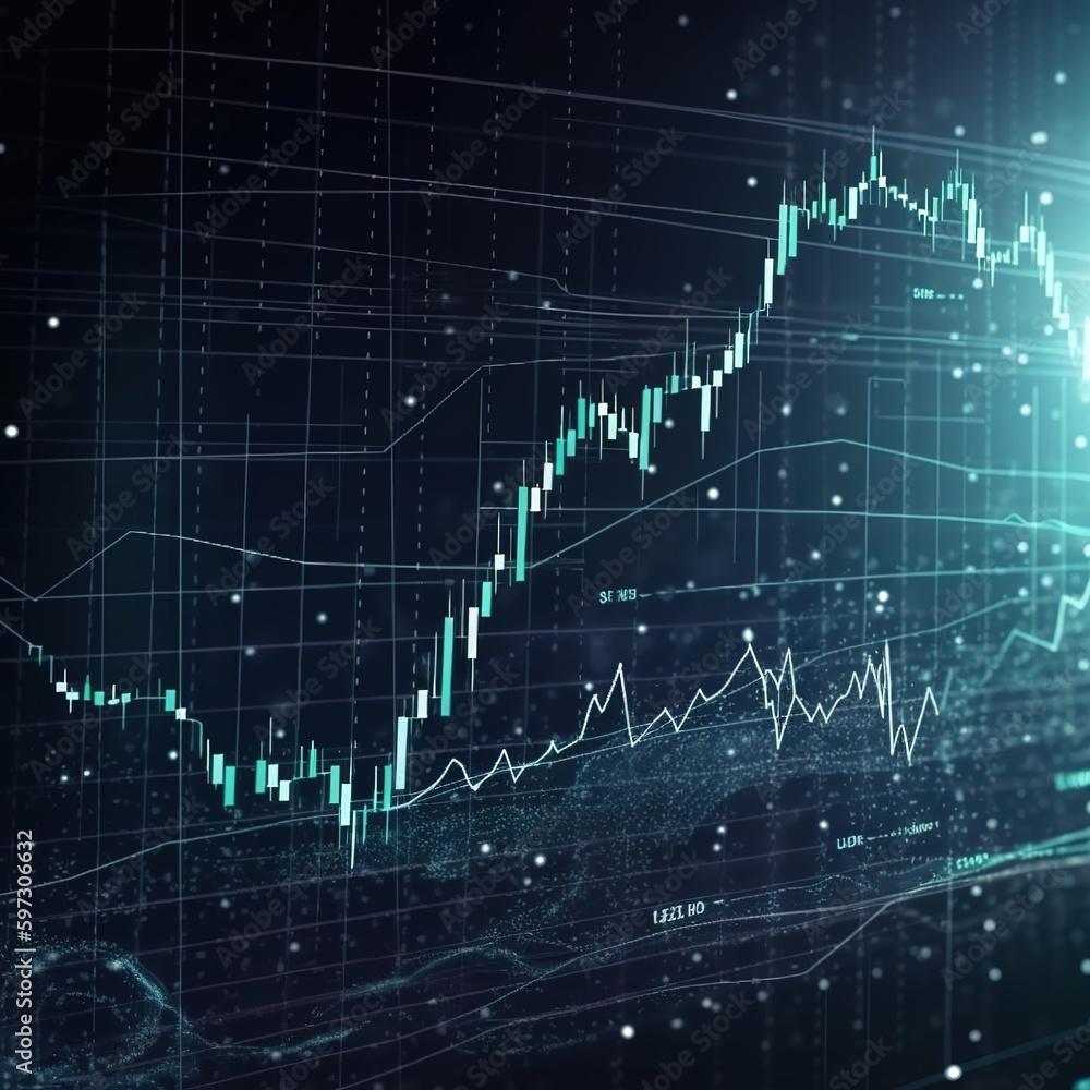 business data graph diagram and growth financial graphic report information on futuristic finance background. generative AI business data graph diagram and growth financial graphic report information on futuristic finance background. generative AI