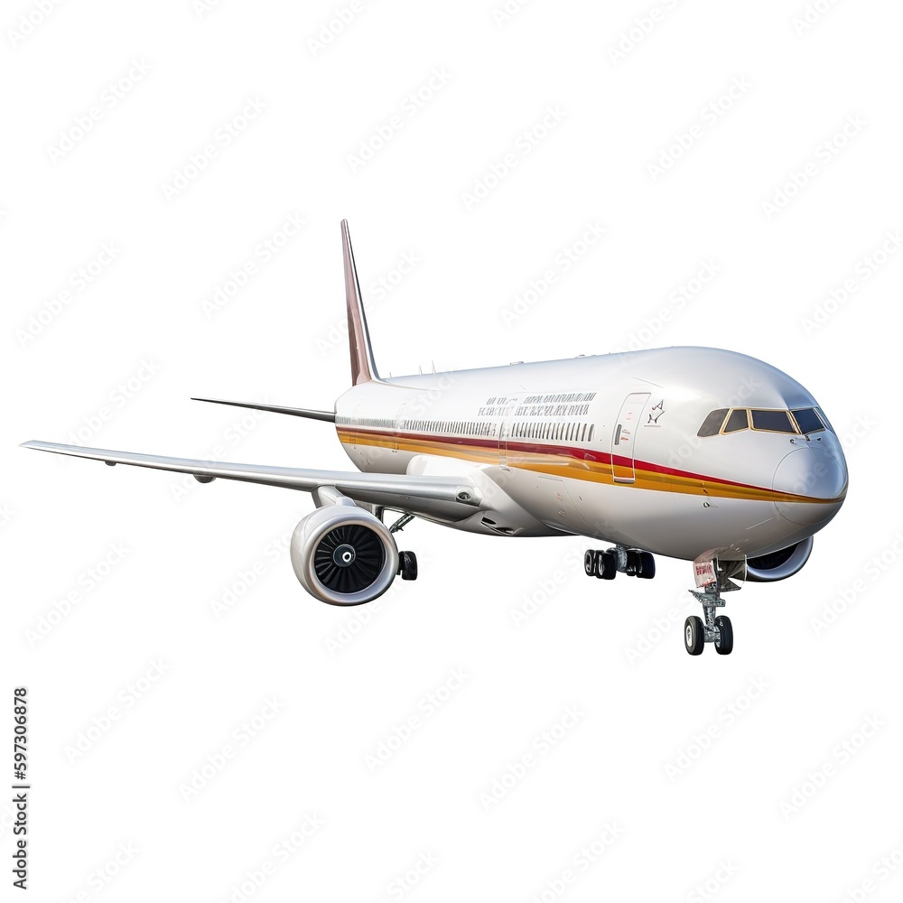 Fototapeta premium Commercial passenger airplane isolated. generative AI
