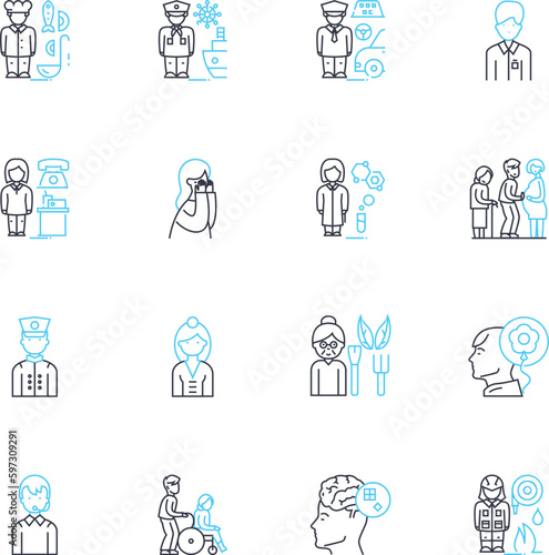 Internationalization linear icons set. Globalization, Localization, Interconnectedness, Culture, Diversity, Multilingualism, Integration line vector and concept signs. Standardization,Adaptability