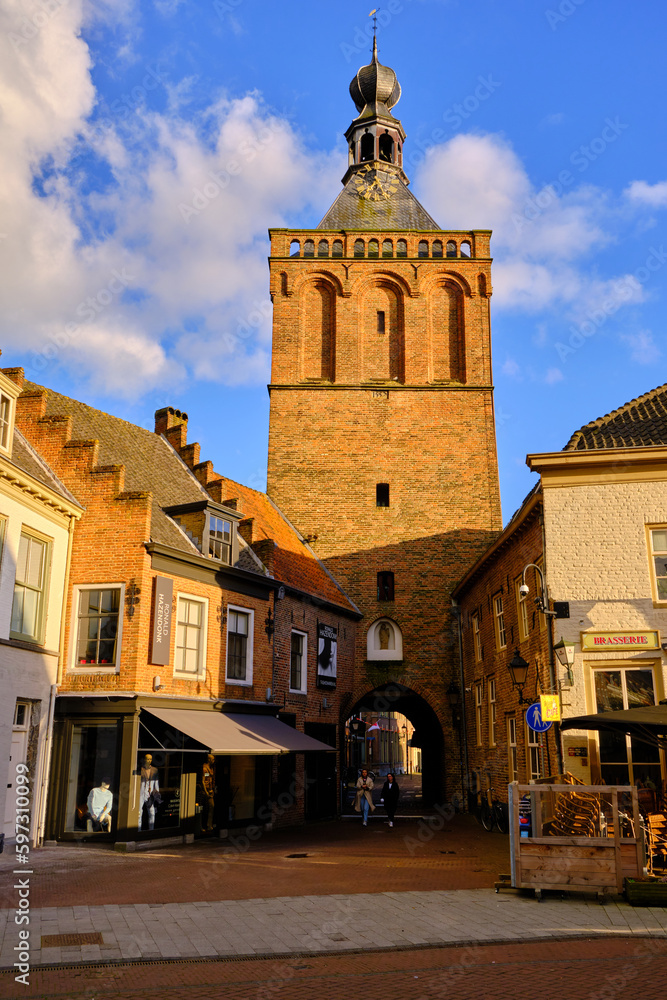 Culemborg, The Netherlands, April 25, 2023; City gate in the fortified town of Culemborg in the province of Gelderland in the Netherlands.